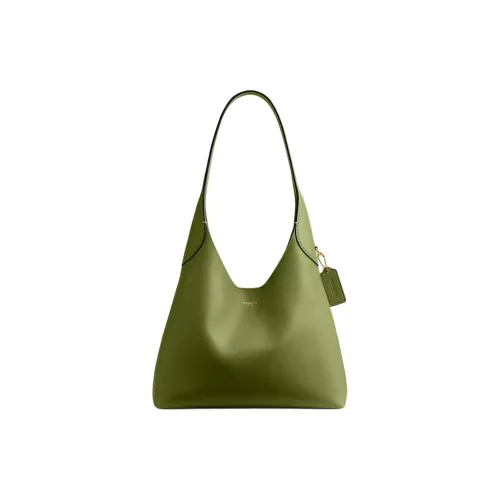 COACH Brooklyn Natural Grain Leather Hobo Bag, Handbag, Shoulder Bag Large Size Women's Green