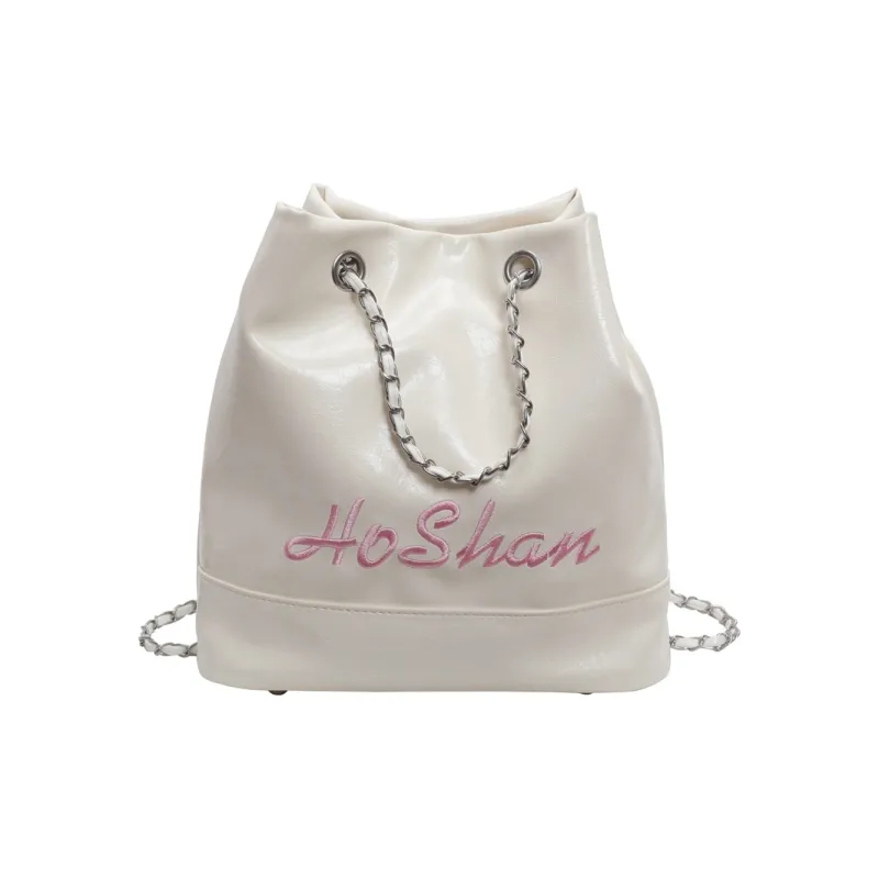 OURFUN PU Backpack Regular Women's Ecru/Silver/Black/Burgundy-0