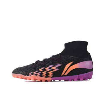 LiNing TF Rubber Broken Studs Soft Ground Cushioning, Wear Resistant Soccer Shoes Men's Standard Black