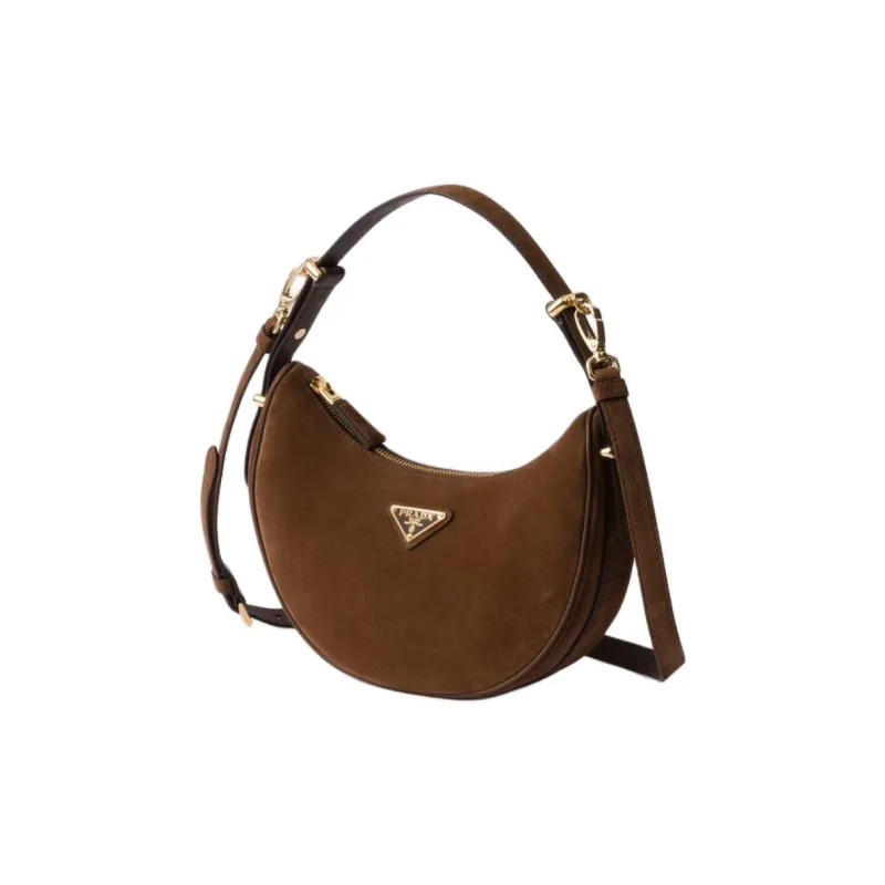 PRADA Suede Leather Portable Crossbody Bag, Shoulder Bag Women's Cocoa Brown-1