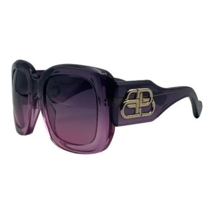 Balenciaga Plastic Irregular Shape Sunglasses Women's Purple-1