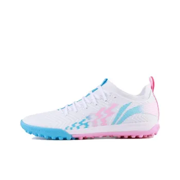 LiNing Shadow 2 TF Rubber Broken Studs Cushioning, Wear Resistant Soccer Shoes Men's White Blue Pink