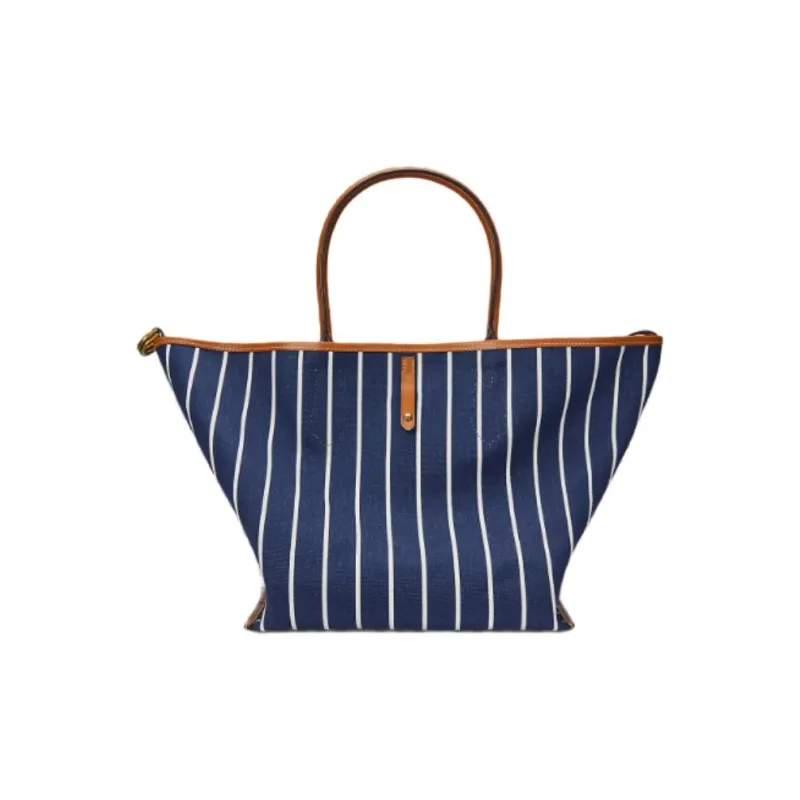 Polo Ralph Lauren Canvas Tote Bag Shopping Bag Shoulder Bag Handbag Medium Size Women's Red & White-3
