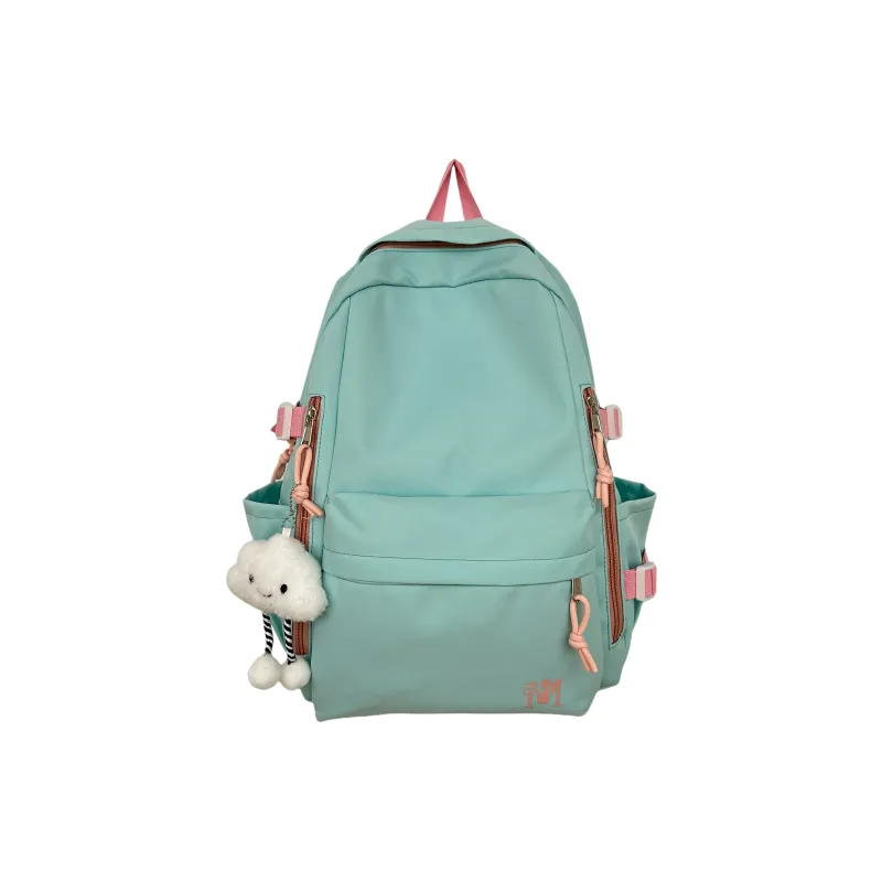 Cwatcun Nylon Backpack Unisex Light Gray/Blue/Yellow/Black-5