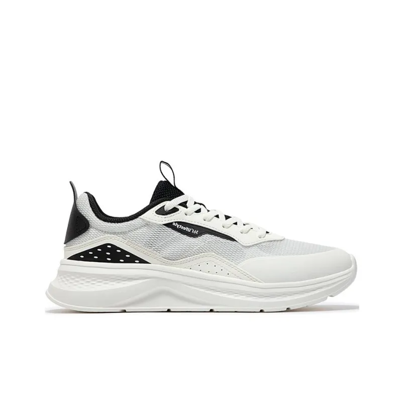 361° Life Collection Slip Resistant And Breathable Low Top Running Shoes Men's White Black-1