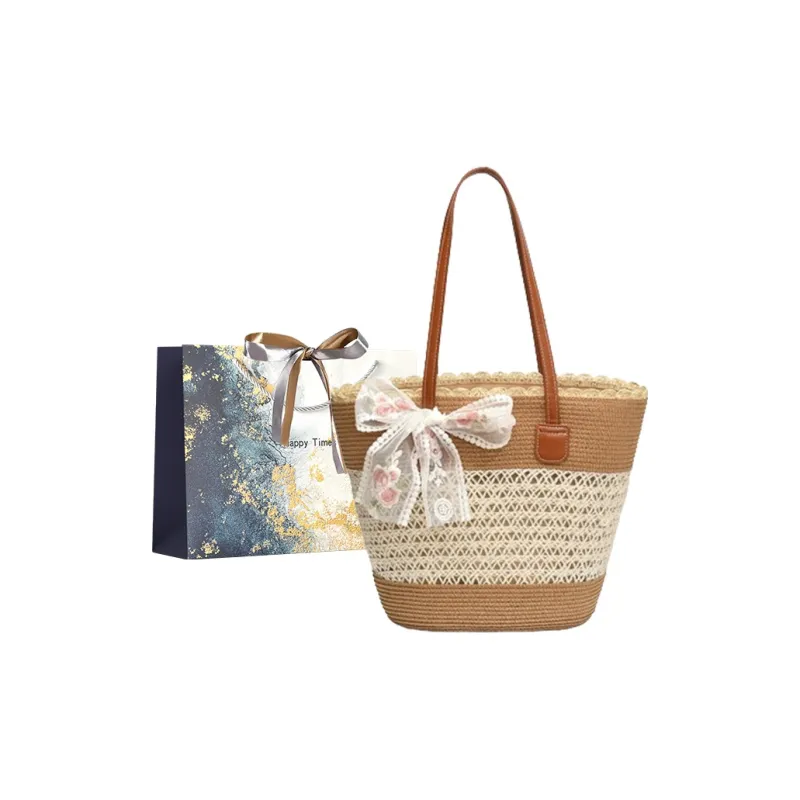 Iman's House Straw Woven Shoulder Bag Women's Wide Stripe Ecru/Lacy Khaki/Cut Out Ecru/Stripes Brown/Wide Stripe Khaki-5