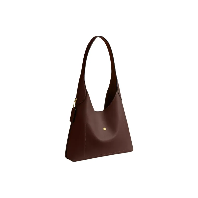 COACH Brooklyn Natural Grain Leather Hobo Bag, Handbag, Shoulder Bag Women's Brass With Maple-1