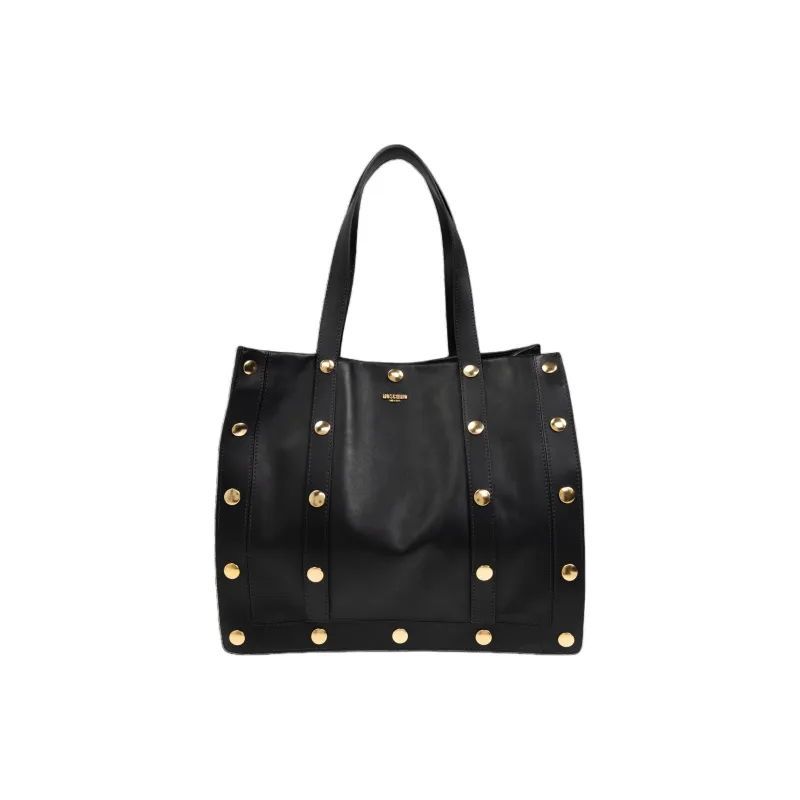 MOSCHINO Leather Tote Bag Shopping Bag Shoulder Bag Handbag Women's Black-0