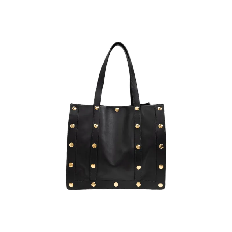 MOSCHINO Leather Tote Bag Shopping Bag Shoulder Bag Handbag Women's Black-2