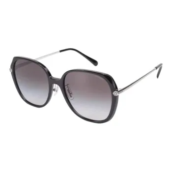 COACH Plate Frame Irregular Shape Sunglasses Unisex Black