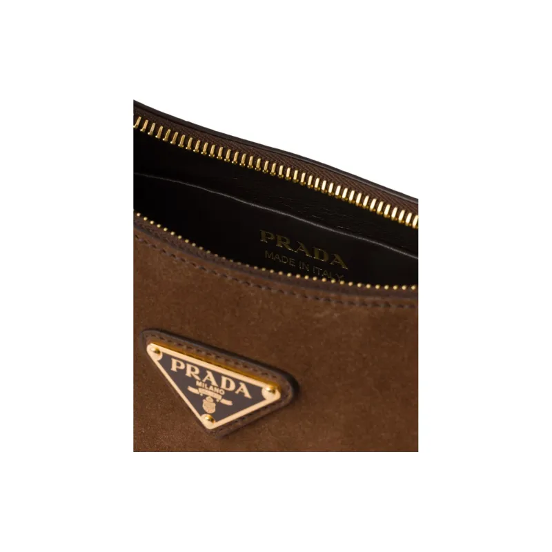 PRADA Suede Leather Portable Crossbody Bag, Shoulder Bag Women's Cocoa Brown-4