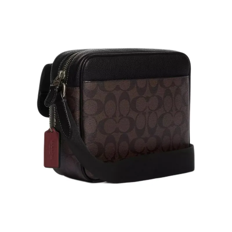 COACH Hudson Leather Crossbody Bag, Shoulder Bag Men's Bronze & Black-1