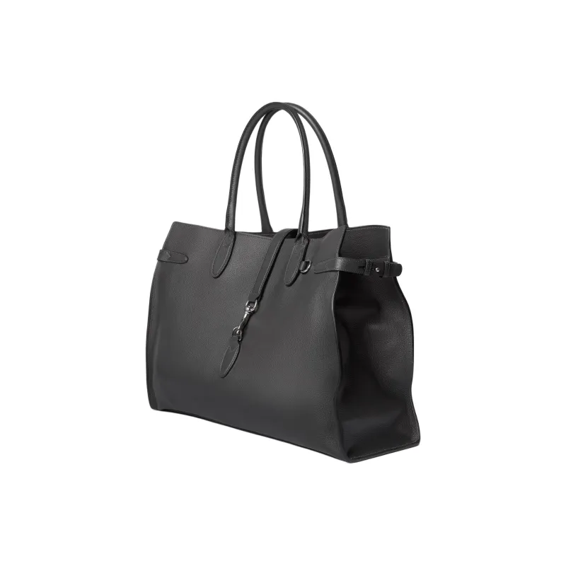 GUCCI Soft Grain Leather Tote Bag, Shopping Bag, Handbag Large Size Men's Gray-2