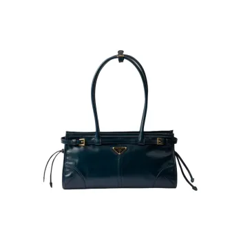 PRADA Leather One Shoulder Handbags Medium Size Women's Denim