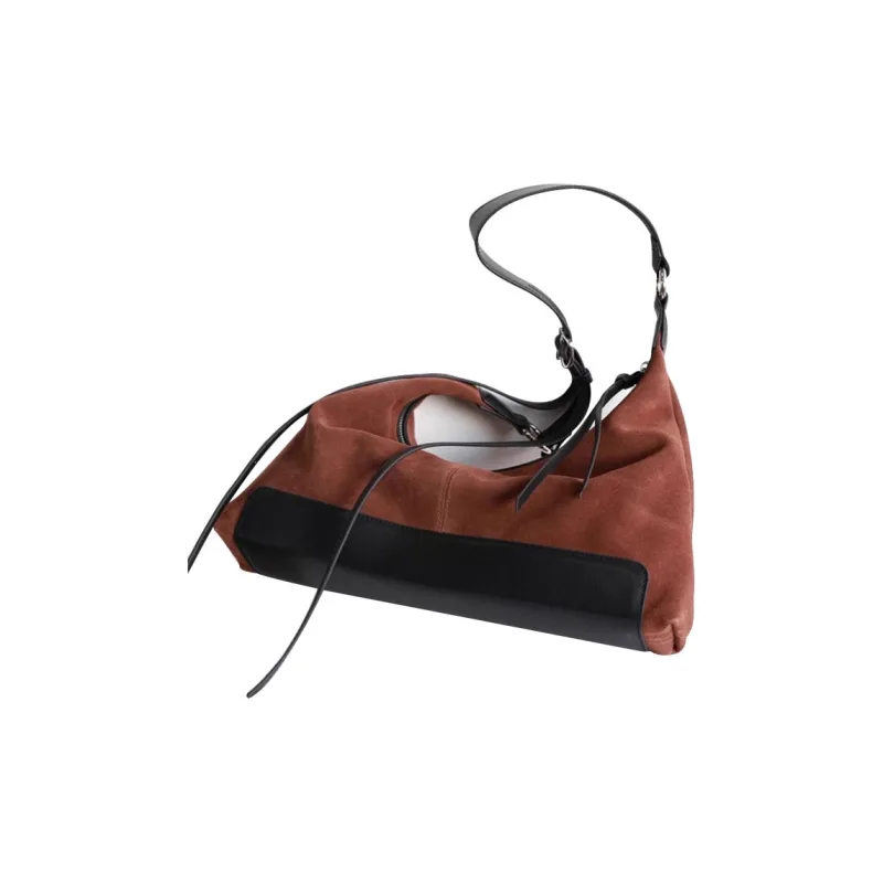 Abbott-VINTAGE Cow Leather Shoulder Bag Medium Size Women's Brown/Khaki-1