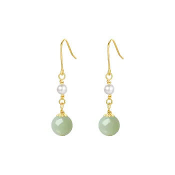 WINY Hetian Jade Earrings Green Jade Women's