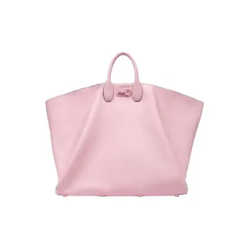 FERRAGAMO Studio Natural Grain Cow Leather Tote Bag, Shopping Bag, Handbag Women's Pink