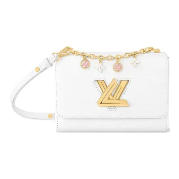 LOUIS VUITTON Twist Leather Shoulder Bag Crossbody Bag Medium Size Women's White