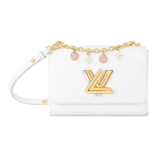 LOUIS VUITTON Twist Leather Shoulder Bag Crossbody Bag Medium Size Women's White