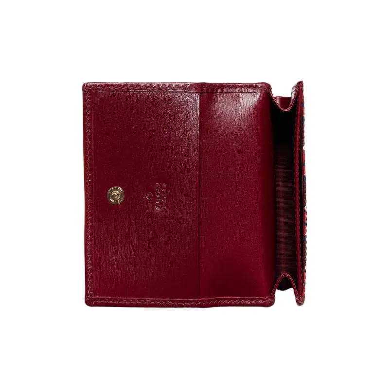 GUCCI Canvas With Leather Trim Card Holder, Wallet Regular Women's Red-4