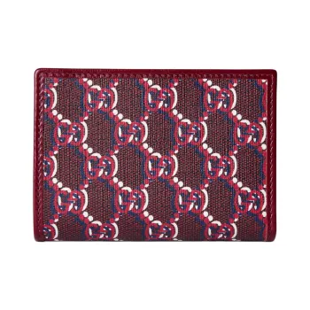 GUCCI Canvas With Leather Trim Wallet Medium Size Women's Red