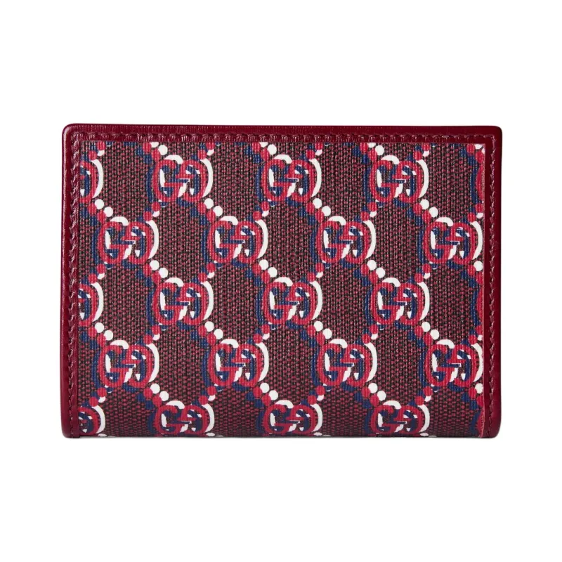 GUCCI Canvas With Leather Trim Wallet Medium Size Women's Red-0