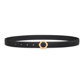 CARLE KELLEN Black With Denim Leather Belts Women's Width 2.3CM