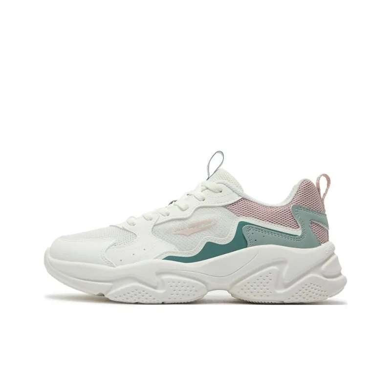 361° Anti Slip Wear Resistant Low Top Casual Shoes Women's White Green-0
