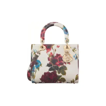 DIOR Lady Dior Cow Leather Dior Bag Shoulder Bag Crossbody Bag Handbag Medium Size Women's Multicolor