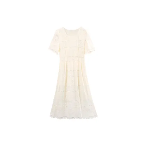 A paradise for awakening Short-Sleeved Dresses Women's Beige