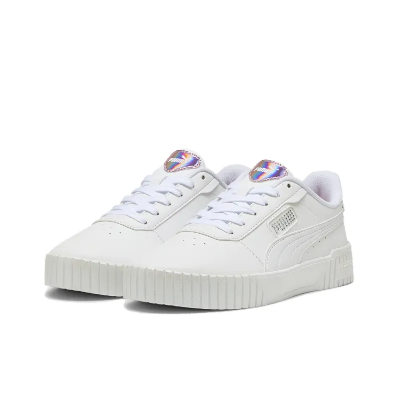 PUMA Court Classic Anti-Slip Wear-Resistant Low-Top Skateboard Shoes Women's White Silver-3