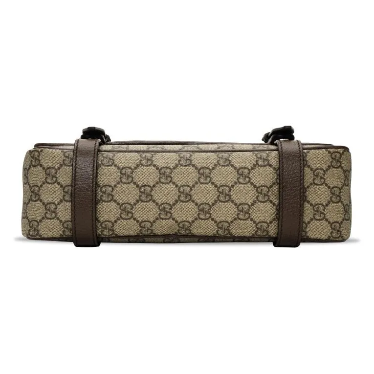 GUCCI Canvas With Leather Messenger Bag Shoulder Bag Crossbody Bag Unisex Ebony/Brown-3