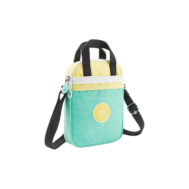 Kipling Polyamide Portable Crossbody Bag, Shoulder Bag Mini Unisex Yellow & Green/White Black Green Patchwork-1