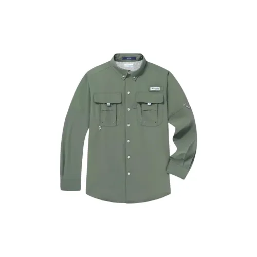 Columbia PFG Shirts Unisex Army Green