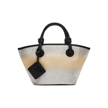 STEVE MADDEN Textile Materials Tote Bag Shopping Bag Shoulder Bag Crossbody Bag Handbag Mini Women's Black & Multicolor