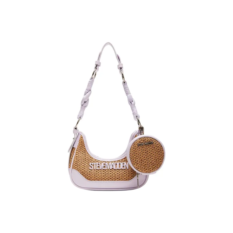 STEVE MADDEN Raffia Crossbody Bag Shoulder Bag Regular Women's Brown With Lavender Accents-0
