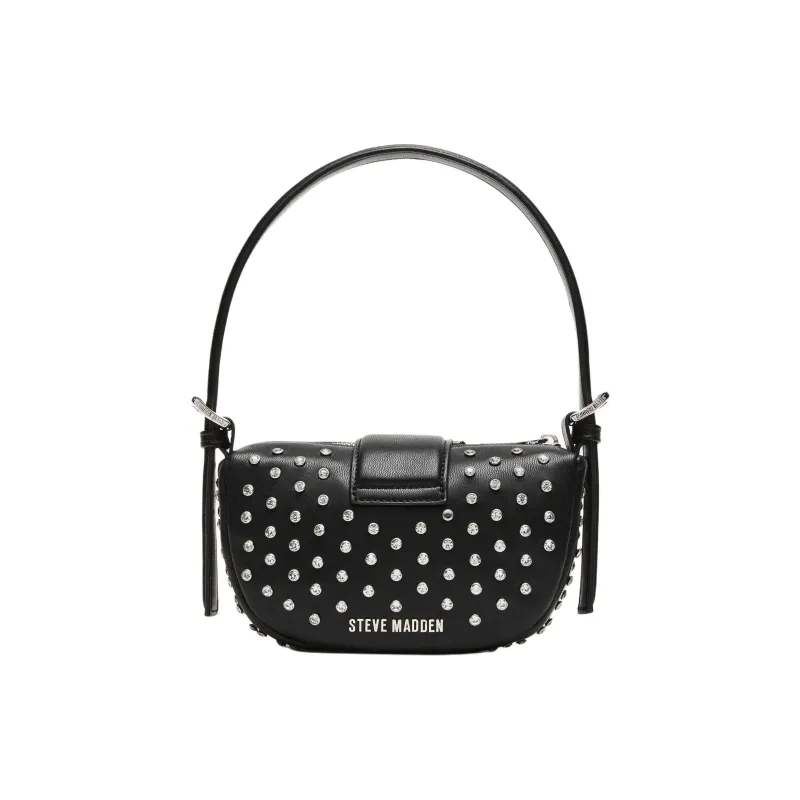 STEVE MADDEN Synthetic Material Crescent Bag Handbag Shoulder Bag Women's Black & Silver-2