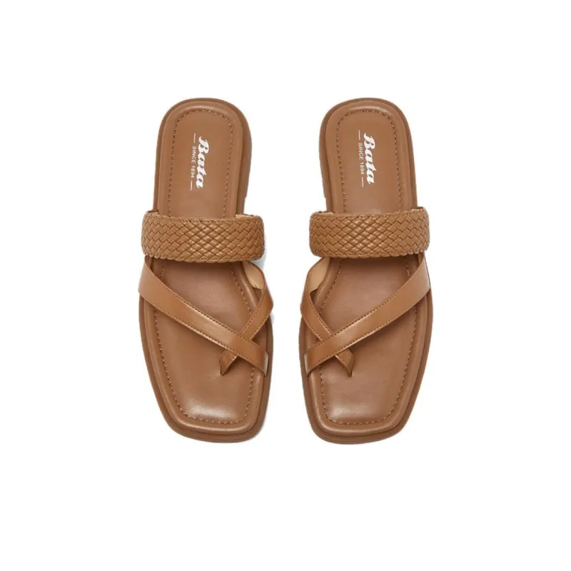 BATA Slide Slippers Women's Brown-2