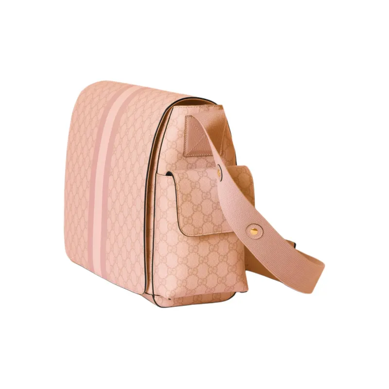 GUCCI Canvas With Leather Trim Shoulder Bag Crossbody Bag Medium Size Women's Pink Gray-1