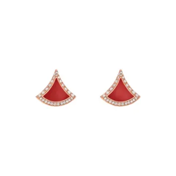BVLGARI 18K Rose Gold Earrings Women's Red