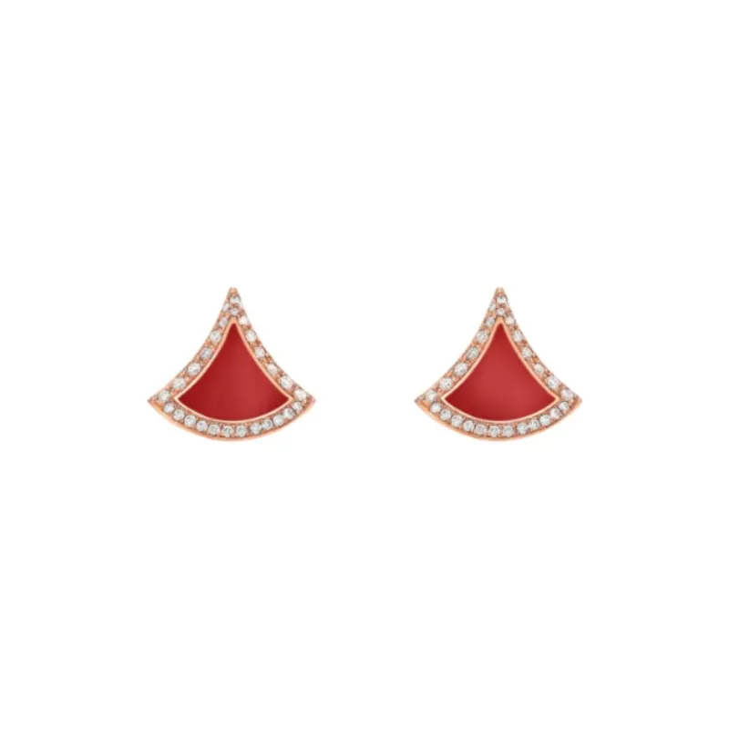 BVLGARI 18K Rose Gold Earrings Women's Red-0