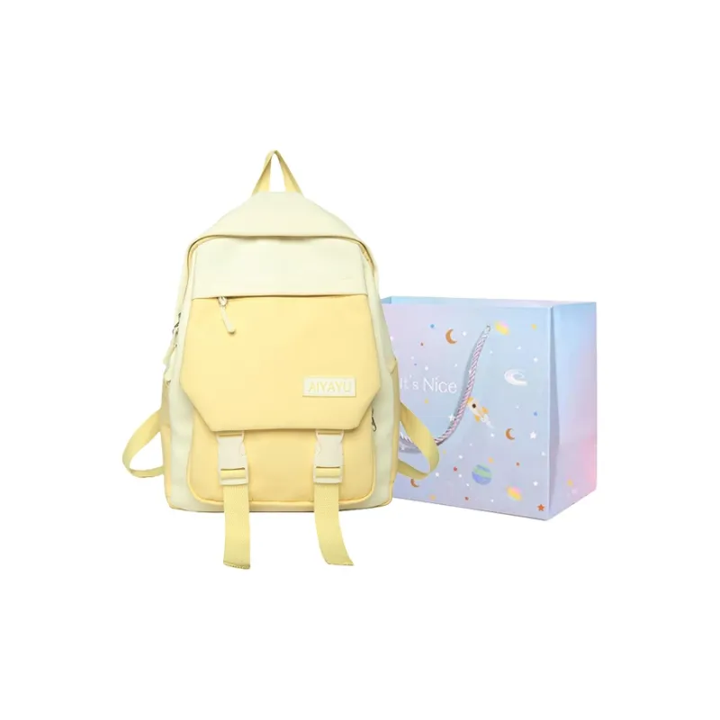 GOX Nylon Backpack Regular Women's Black/Pink/Light Purple/Light Yellow/Light Green-11