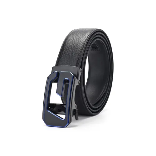 PISHUSHU Business High End Automatic Buckle Cow Leather Leather Belts Men's Black Width  3.5cm