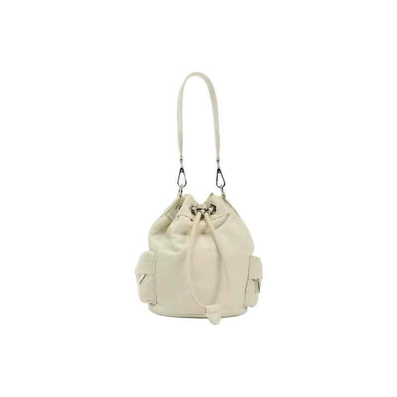 ZARA Polyamide Bucket Bags Crossbody Bag, Shoulder Bag Mini Women's White-0