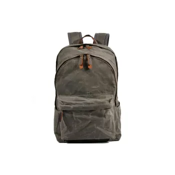 TTaG．baG Water-Resistant Oil Wax Canvas With Top Grain Cow Leather Backpack Unisex Jasper/Black/Khaki