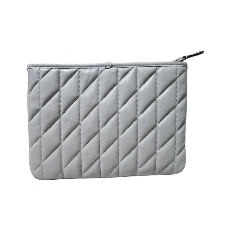 COACH Pouch Leather Clutch Large Size Women's Dark Gray-2