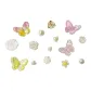 Yellow Pink Gradient Butterfly Lotus Shoe Charms 15-Piece Set (Butterfly Deep and Light Random)