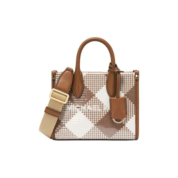 MICHAEL KORS Mirella Artificial Leather One Shoulder Handbags Extra Small Women's Leather Brown & White