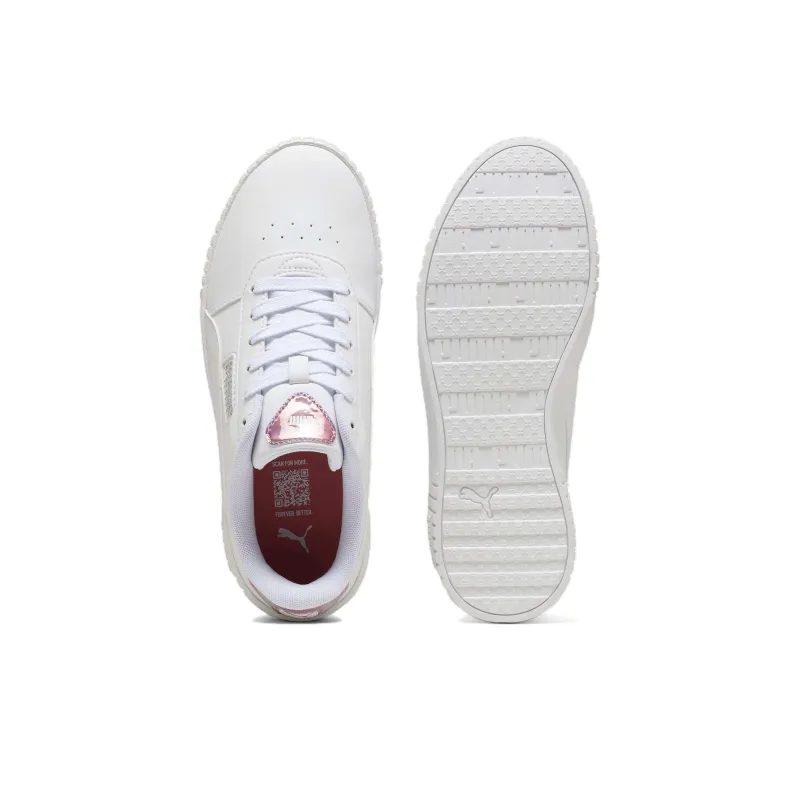 PUMA Court Classic Anti-Slip Wear-Resistant Low-Top Skateboard Shoes Women's White Silver-4