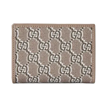 GUCCI Canvas With Leather Wallet Medium Size Women's Taupe